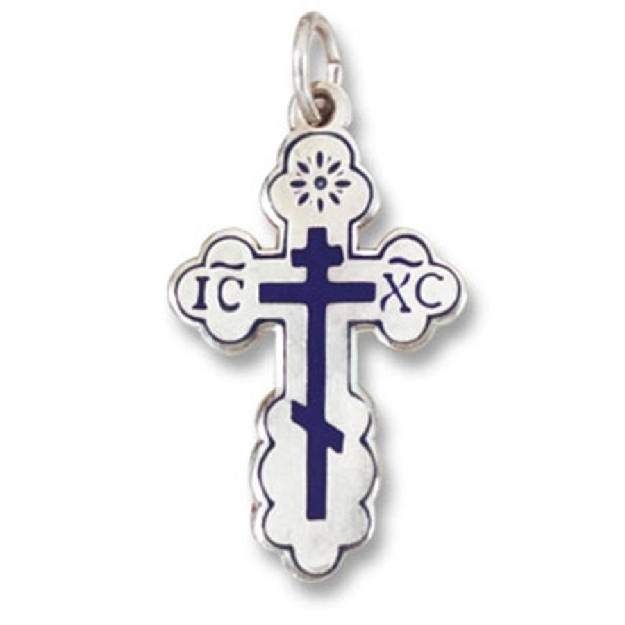 St Olga Orthodox Three Bar Cross Sterling Silver 1 1/4 Inch