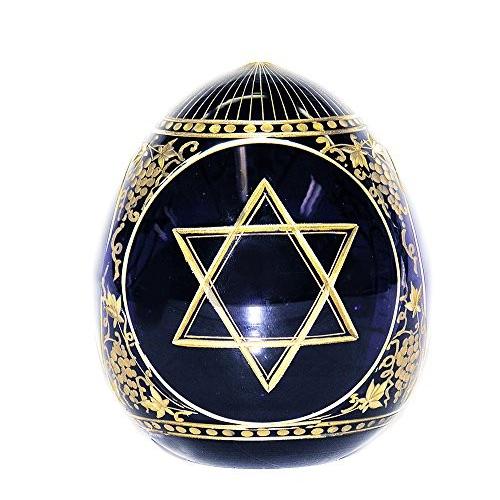Religious Gifts 3 Sided Russian Glass Egg Jewish Judaica Star of David