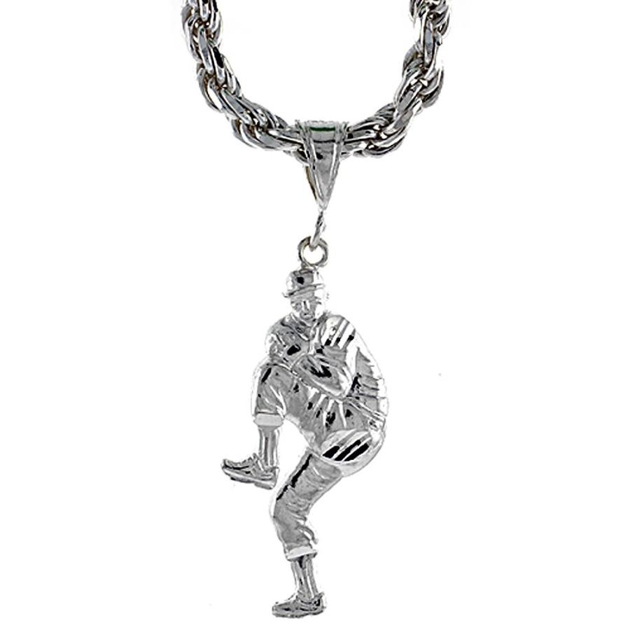 Sterling Silver Baseball Pitcher Pendant, 1 1/2 inch tall | MOSAT1.COM