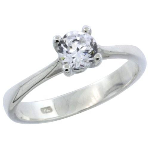 Sterling Silver 1/2 Carat Size Brilliant Cut CZ Solitaire Bridal Ring