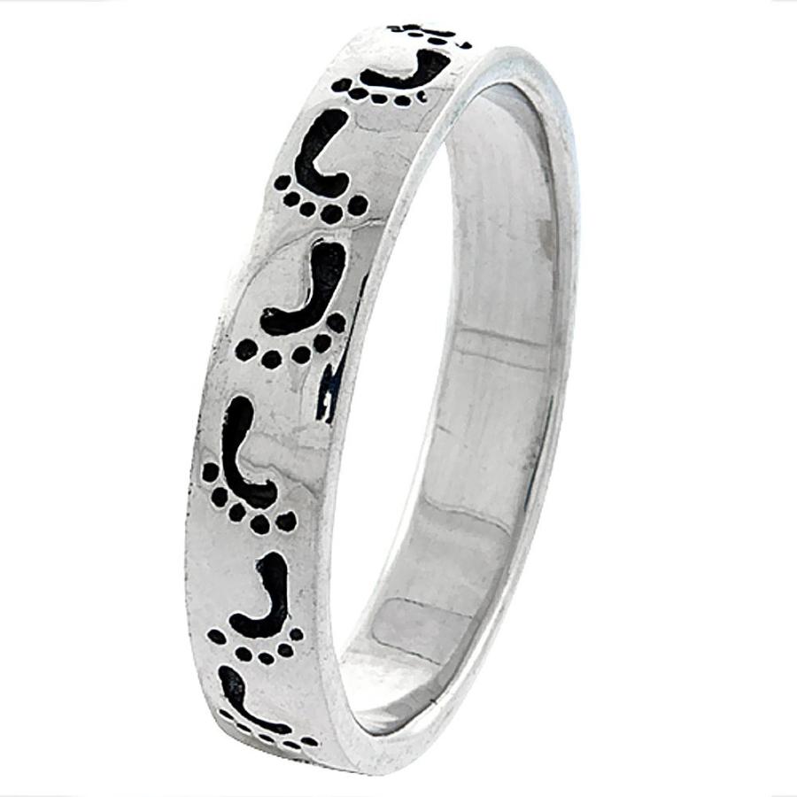 Sterling Silver Footprints In The Sand Stackable Ring 1/8 inch size 6 