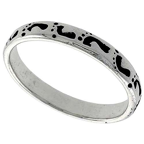 Sterling Silver Footprints In The Sand Stackable Ring 1/8 inch size 6 