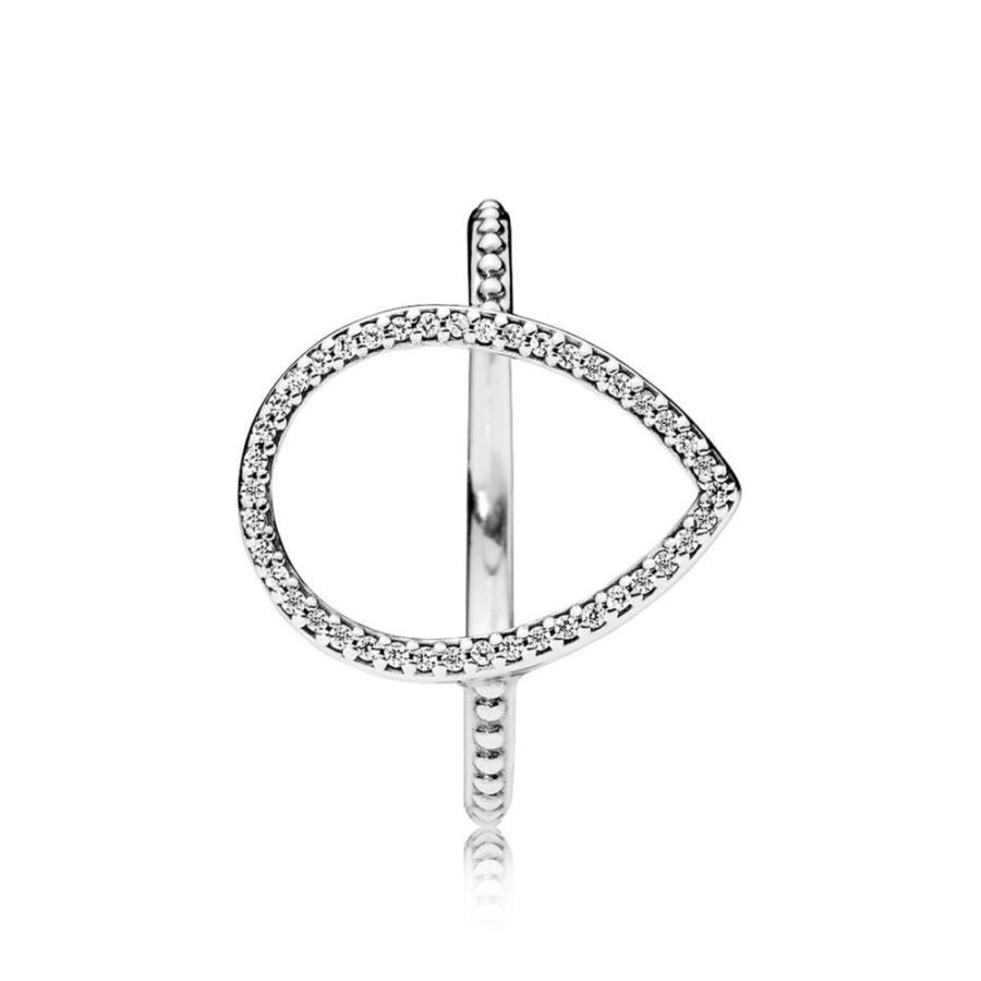PANDORA Teardrop Silhouette Ring, Clear CZ 196253CZ-52 EU 6 US