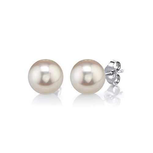 THE PEARL SOURCE 14K Gold 8-9mm Round White Freshwater Cultured Pearl