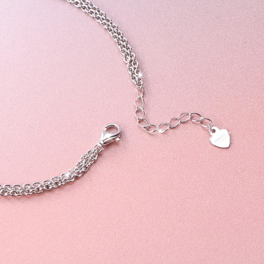 S925 Sterling Silver I Love U Forever Love Heart Double Chain Bracelet 2