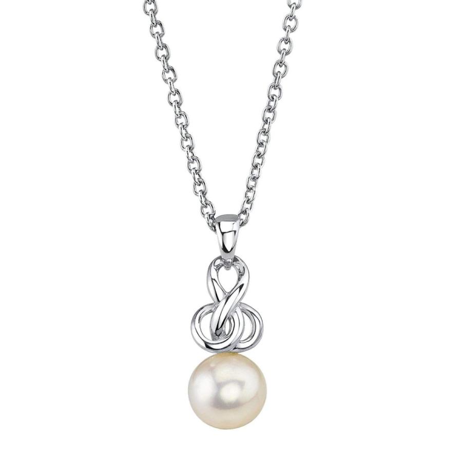 THE PEARL SOURCE Sterling Silver 7.5-8mm Round White Akoya Cultured Pe