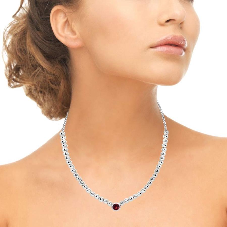 Sterling Silver Polished Beads Necklace Made with Red Swarovski Crysta｜twilight-shop｜03