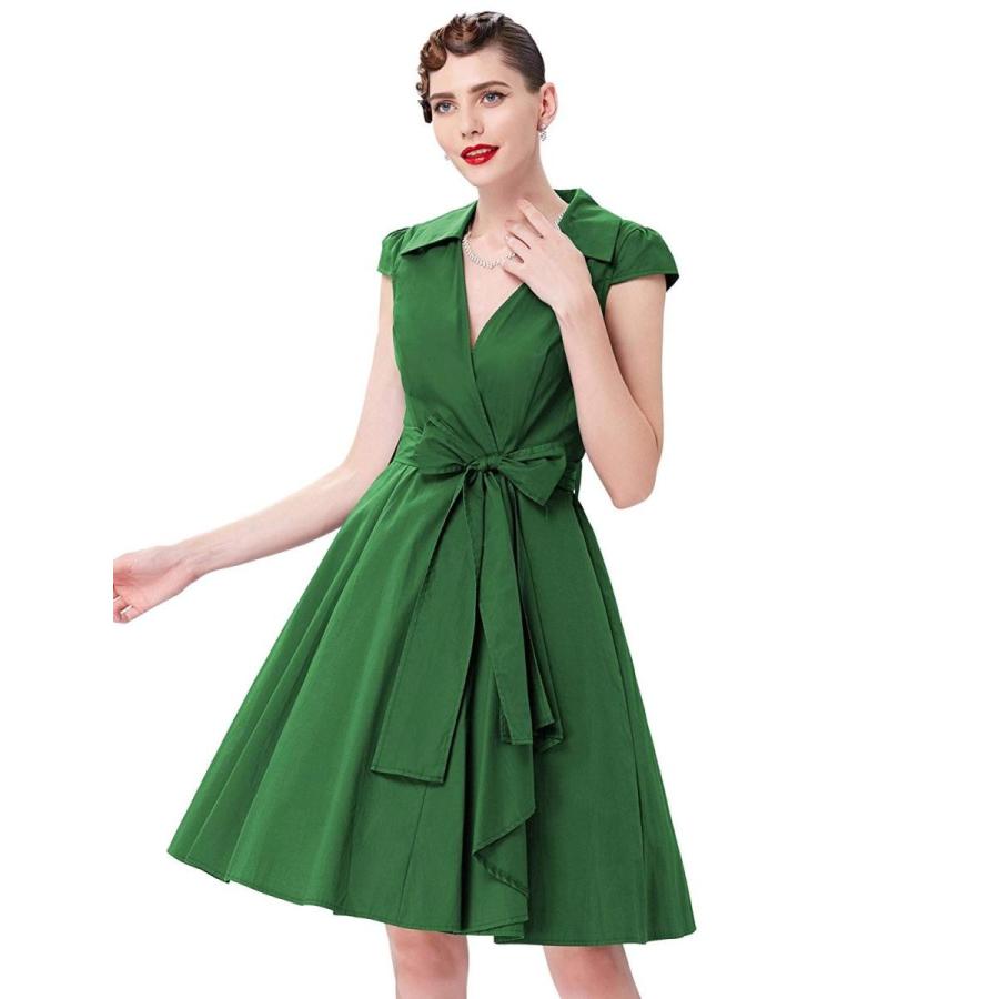 美品 Grace Karin Women's Lapel Collar Wrap Dresses,Large,Green 6087-9, 宮古郡 b52da1db