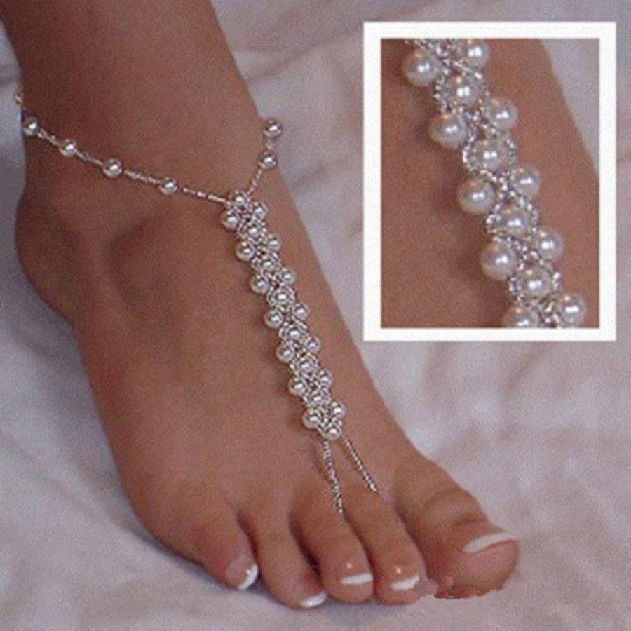 Black Menba Pearl Barefoot Foot Jewelry Anklet for Sandals& Beach Wedd｜twilight-shop