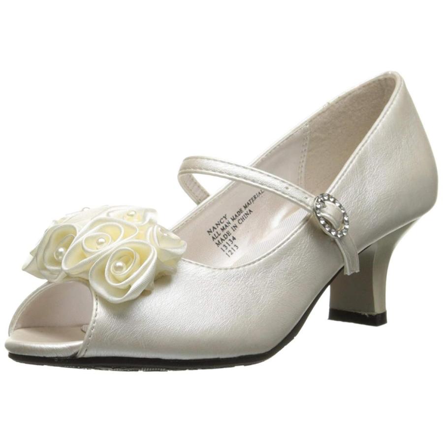 Swea Pea Lilli Girl s Peep Toe Dress Shoe with Satin Flowers Ivory 3 :20190425070701 00216 b:twilight shop