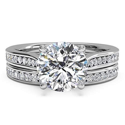 Pophylis 2.4ct Round Engagement Wedding Ring Set for Women 18K Gold Pl｜twilight-shop｜06