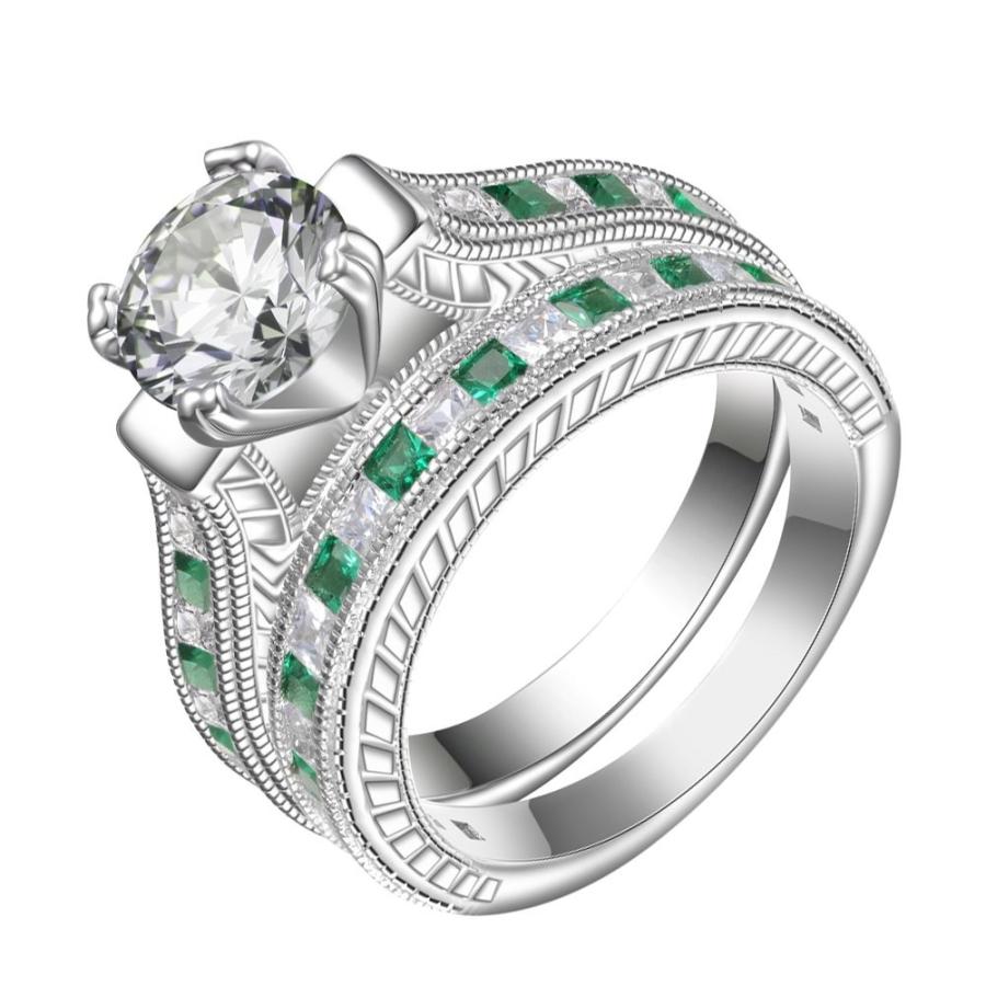 KIVN 925 Sterling Silver Princess CZ Engagement Bridal Wedding Rings S｜twilight-shop｜03
