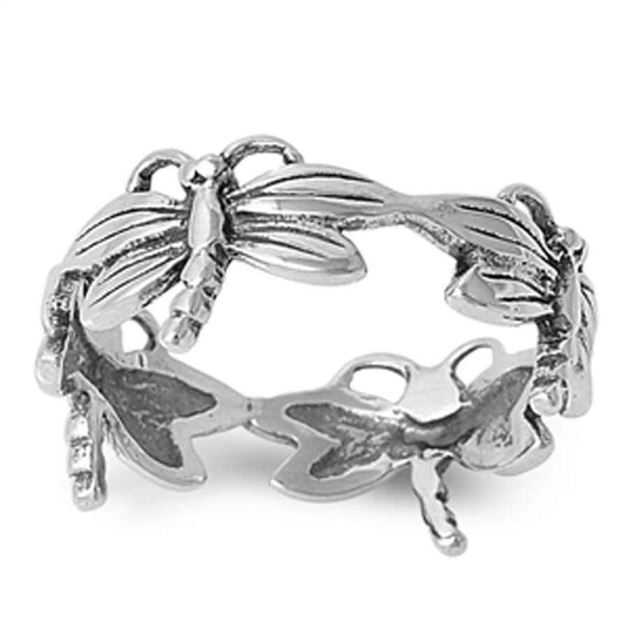 Sterling Silver Dragonfly Unique Women's Ring Promise 925 Band 9mm Siz