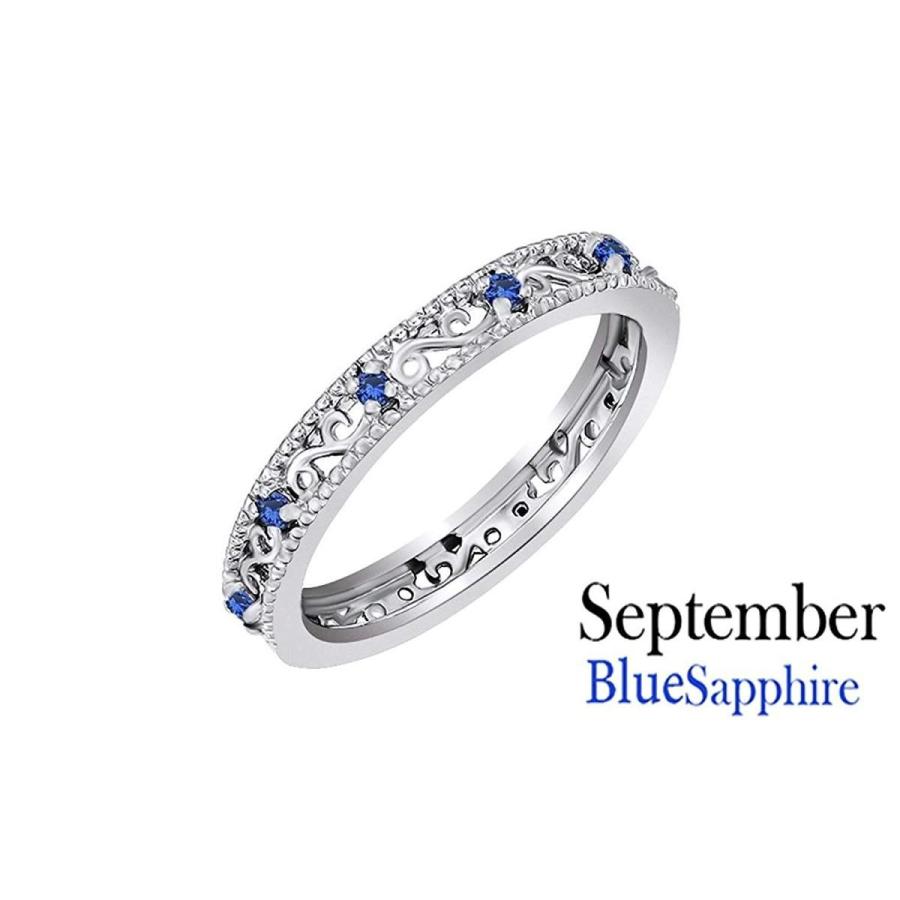 Jewel Zone US Round Cut Simulated Blue Sapphire Stackable Ring in 14K