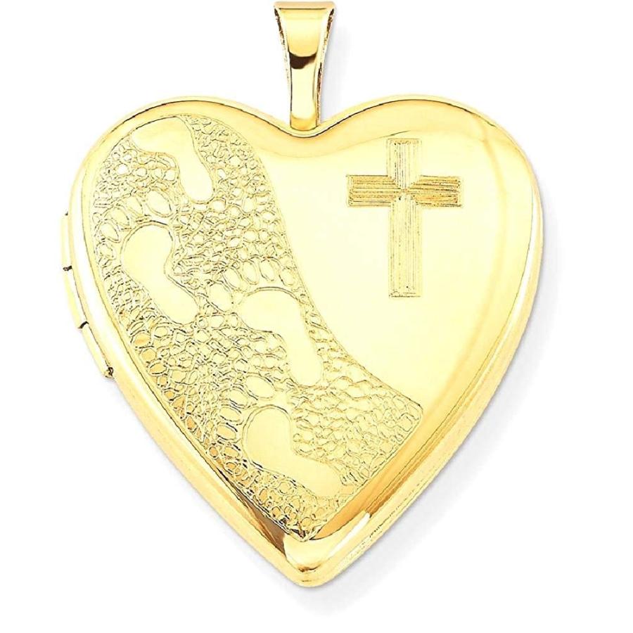 1/20 Gold Filled 20mm Cross Religious Footprint Heart Photo Pendant Ch