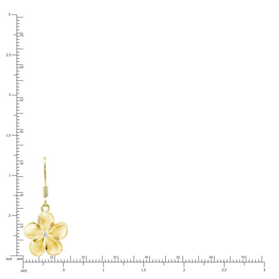 14k Yellow Gold Plated Stering Silver CZ Plumeria Hook Earrings， 14mm 14k Yellow Gold Plated Stering Silver CZ Plumeria Hook Earrings， 14mm