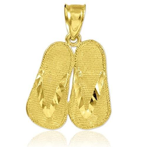 10k Gold 3D Flip Flops Summer Charm Sandal Pendant
