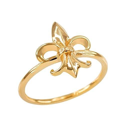格安販売の Gold Yellow 14k Dainty FDJ by Jewelry Religious Fleur-de-Lis (Siz Ring ネックレス、ペンダント