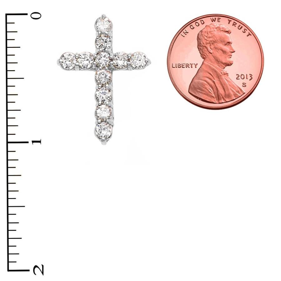 Elegant Sterling Silver 3 Carat Round Cubic Zirconia Cross Pendant Nec