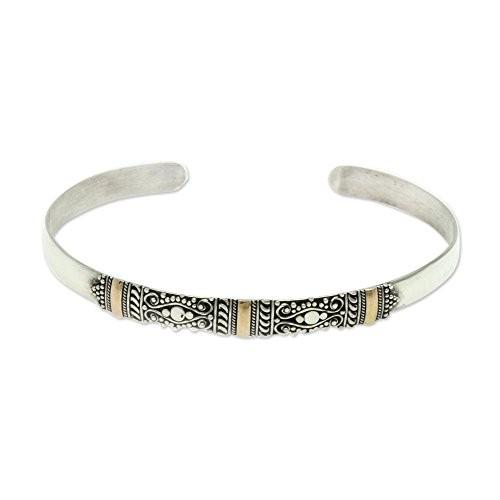 NOVICA 18k Yellow Gold Plated Accent .925 Sterling Silver Cuff Bracele