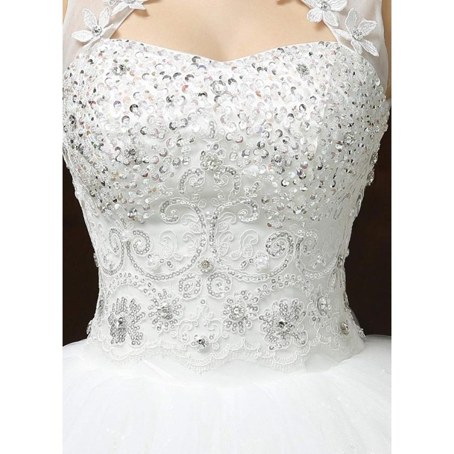 Clover Bridal Vintage High Collar Pearl Wedding Dress for Bride White
