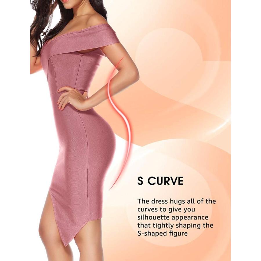 Women's Side Split Off Shoulder Bodycon Bandage Celebrity Cocktail Par