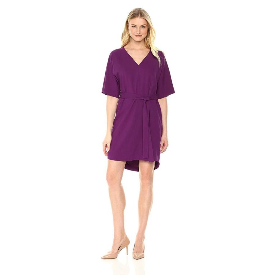 Lark & Ro Women's Kimono-Sleeve Crepe Dress, Mulberry, 8