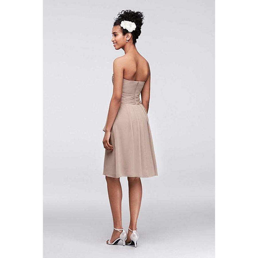 Short Crinkle Chiffon Bridesmaid Dress with Front Cascade Style F14847