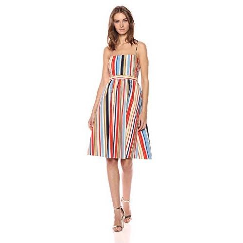 ASTR the label Women's Shannon Casual Stripe FIT & Flare Cotton Sun Dr