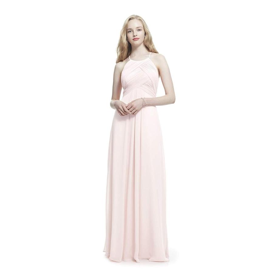 Samantha Paige Criss-Cross Pleated Spaghetti Halter Chiffon Dress, Pin