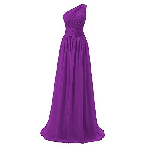 Dressever Women's Long One Shoulder Bridesmaid Chiffon Prom Evening Dr