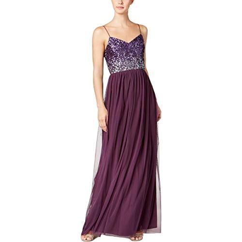 Adrianna Papell Womens Sequined Party Evening Dress Purple 20