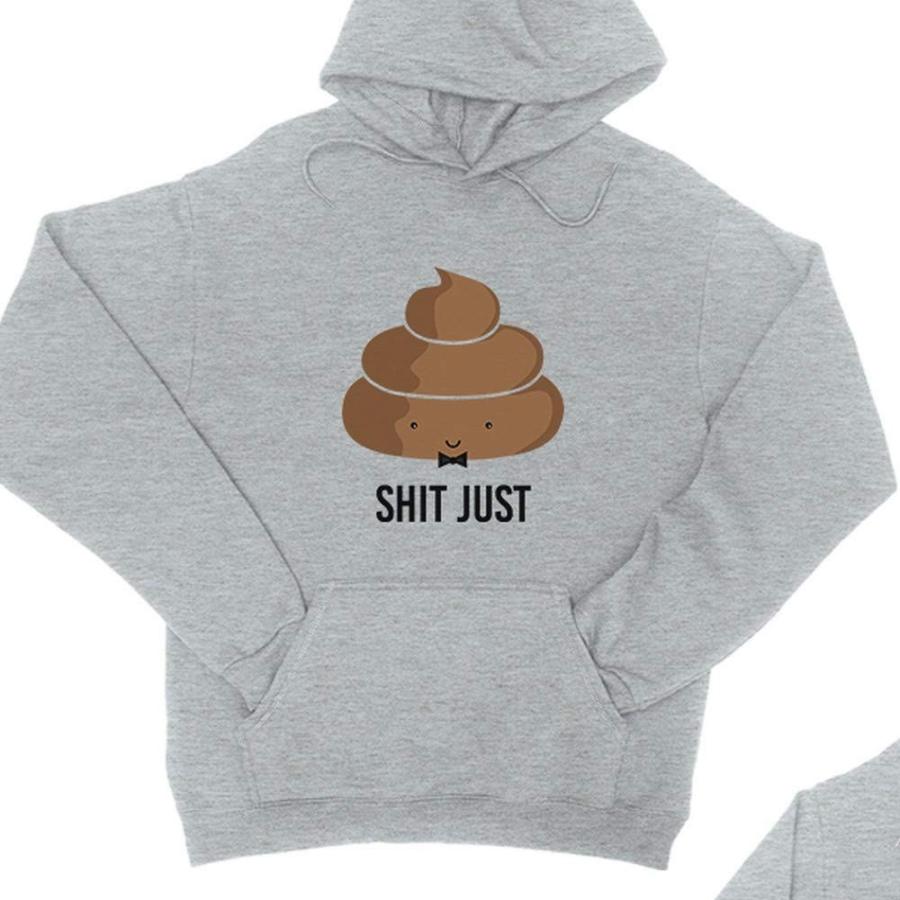 365 Printing Poop Shit Got Real Matching Couple Hoodies Cute (Left- M/