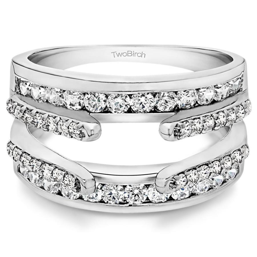 TwoBirch Cubic Zirconia Combination Cathedral and Classic Ring Guard m