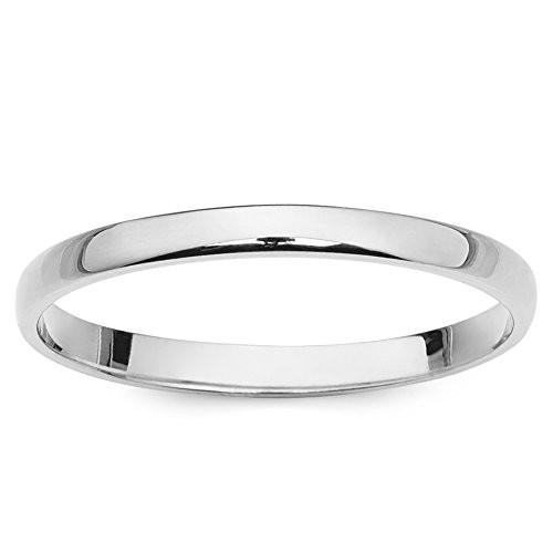 10k White Gold 2mm Light Comfort Fit Plain Wedding Band - Size 8 White Gold Band, 10K, 14K, 18K White Gold Band, 2mm, 3mm, 4mm, 5mm