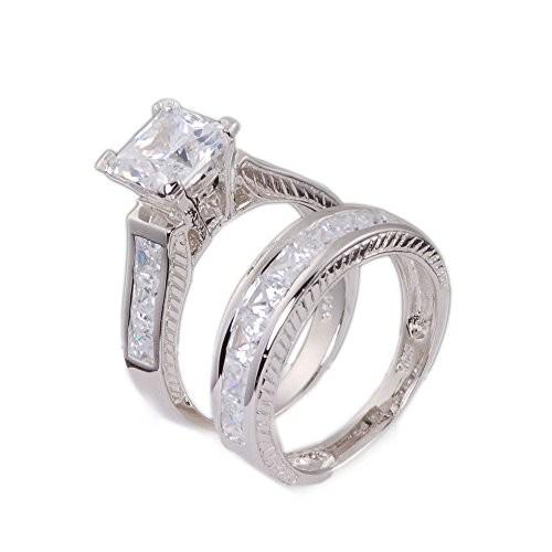 4.0ct Cubic Zirconia Cz Princess Cut Engagement Wedding Bridal Ring Se