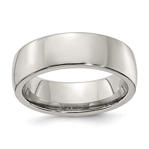 Edward Mirell Polished Titanium Classic Domed 7mm Wedding Band - Size