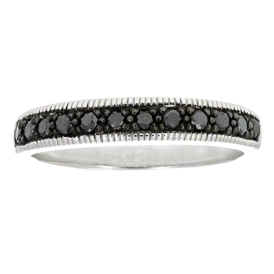 1/4 cttw Black Diamond Ring With Milgrain in .925 Sterling Silver Size