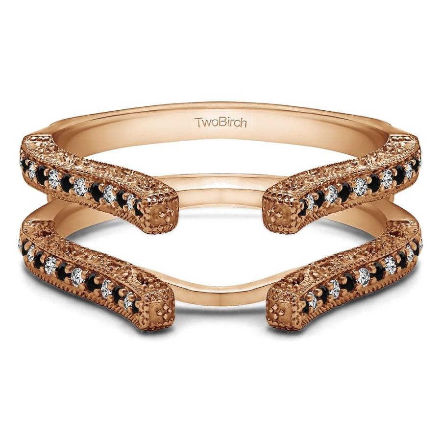 TwoBirch 0.36 ct. Black And White Cubic Zirconia Cathedral Filigree We