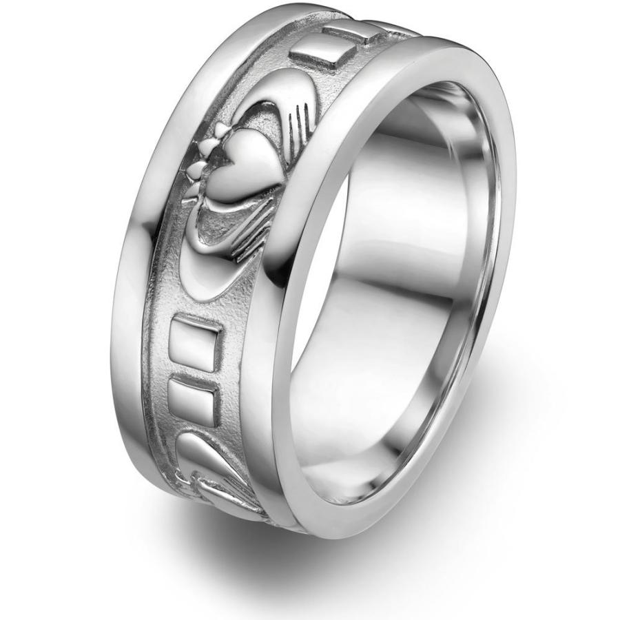 Sterling Silver Men's Claddagh Wedding Ring UMS-6343 Size: 9.5