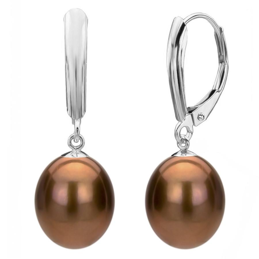 Sterling Silver Brown Freshwater Cultured Pearl Leverback Earrings Dan