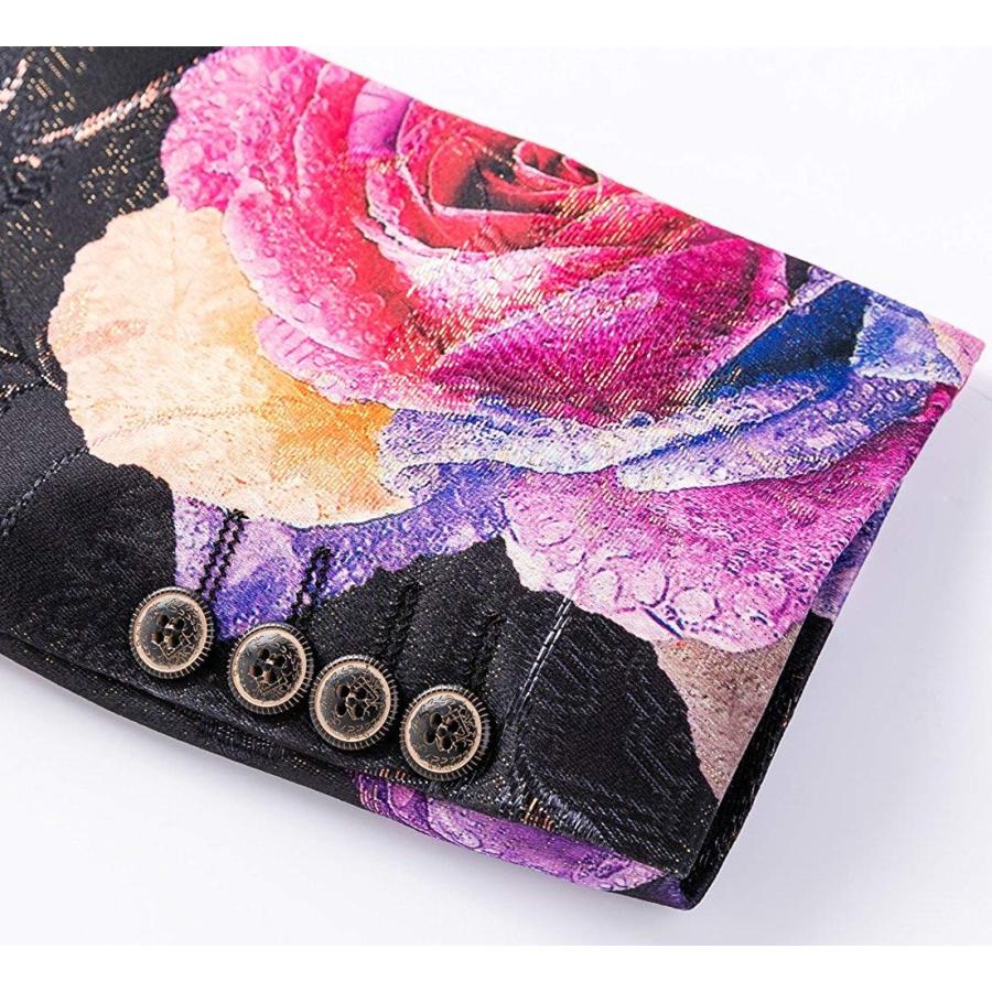 MOGU Mens Blazer Pink Floral Casual Large Size Slim Fit Suit Jacket US