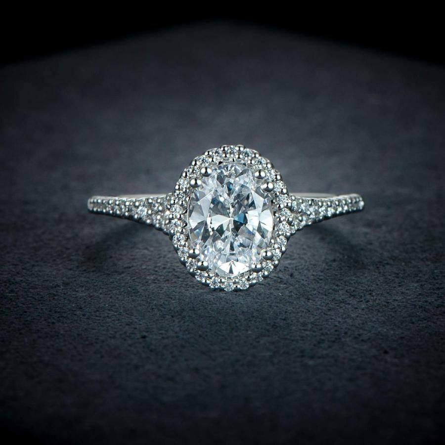 8x6mm 1ct Oval Cut Petite Micropave Floating Halo Simulated Diamond Cu