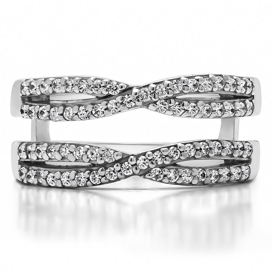 TwoBirch 0.48 ct. Cubic Zirconia Criss Cross Wedding Ring Guard in Ste
