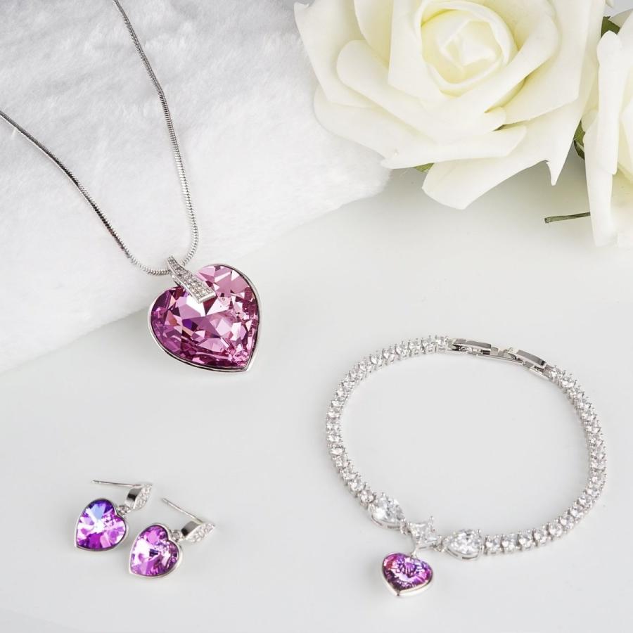 Lydia Queen Jewelry Set, Crystal Pendant Necklace Earrings Tennis Brac