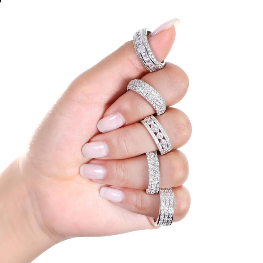 BERRICLE Rhodium Plated Sterling Silver Cubic Zirconia CZ Art Deco Hal