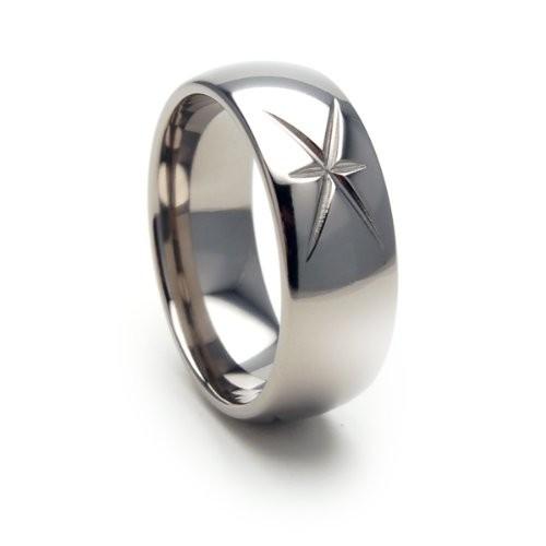 正規店仕入れの Titanium Rings Wedding Titanium Rings, Star 8mm, Band Wedding Ring ネックレス、ペンダント