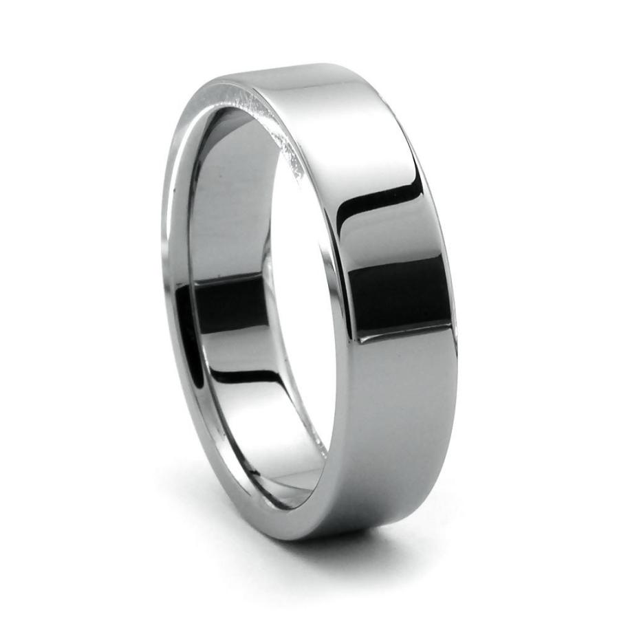 J.R Yates Piatto Flat Tungsten Polish Finish 6mm Wedding Ring (8.5)