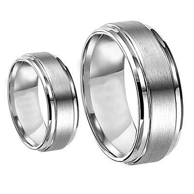 Men & Women's 8MM/6MM Brushed Center Shiny Edge Cobalt Chrome Wedding