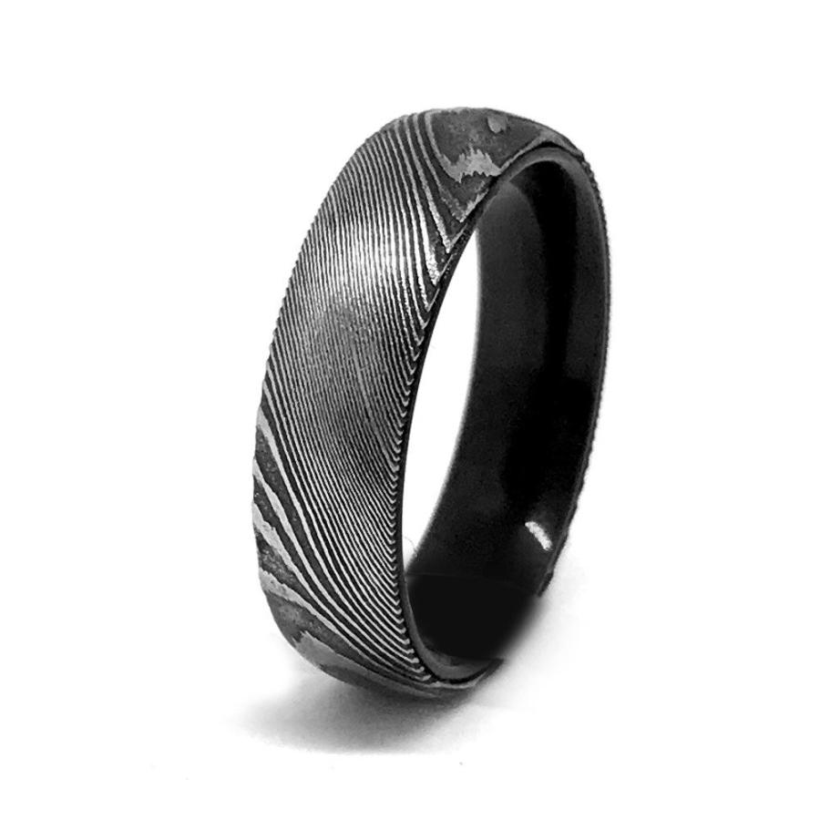 Damascus Steel Ring Wedding Band Engagement Ring 6mm (5)